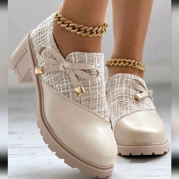 Shoes - New Arrival Women's High Heel Formal Shoes, Thick Plaid And Patchwork De…